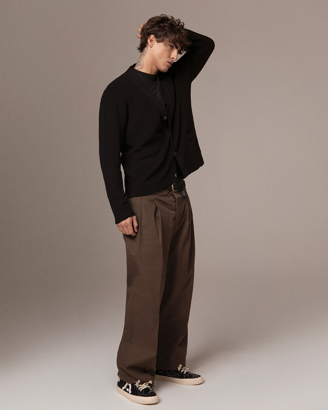 Wavy Suede Black Embroidery