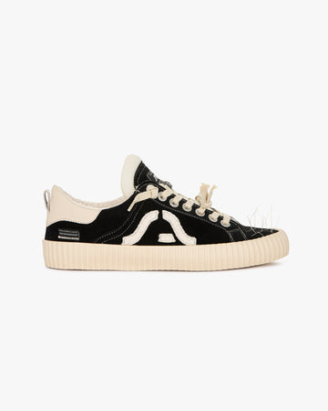 Wavy Suede Black Embroidery