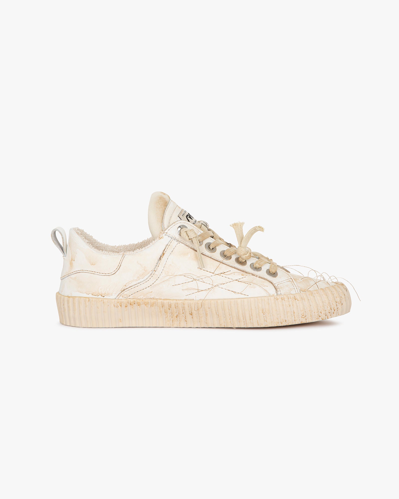 Wavy Leather White Embroidery Vintage