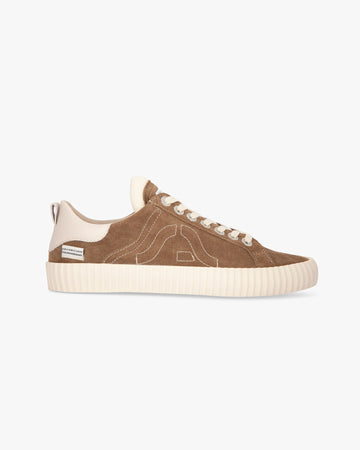 Wavy Suede Taupe Stitching Logo