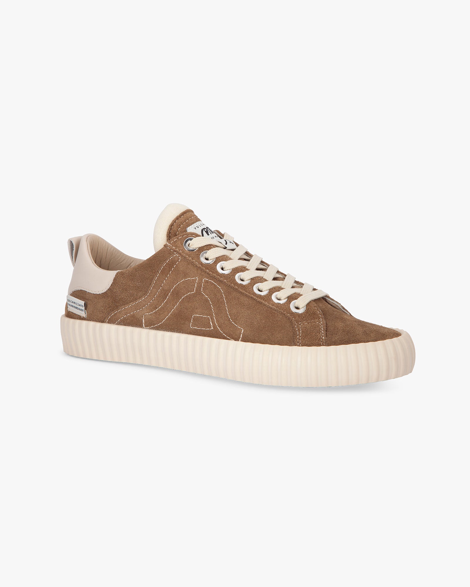 Wavy Suede Taupe Stitching Logo