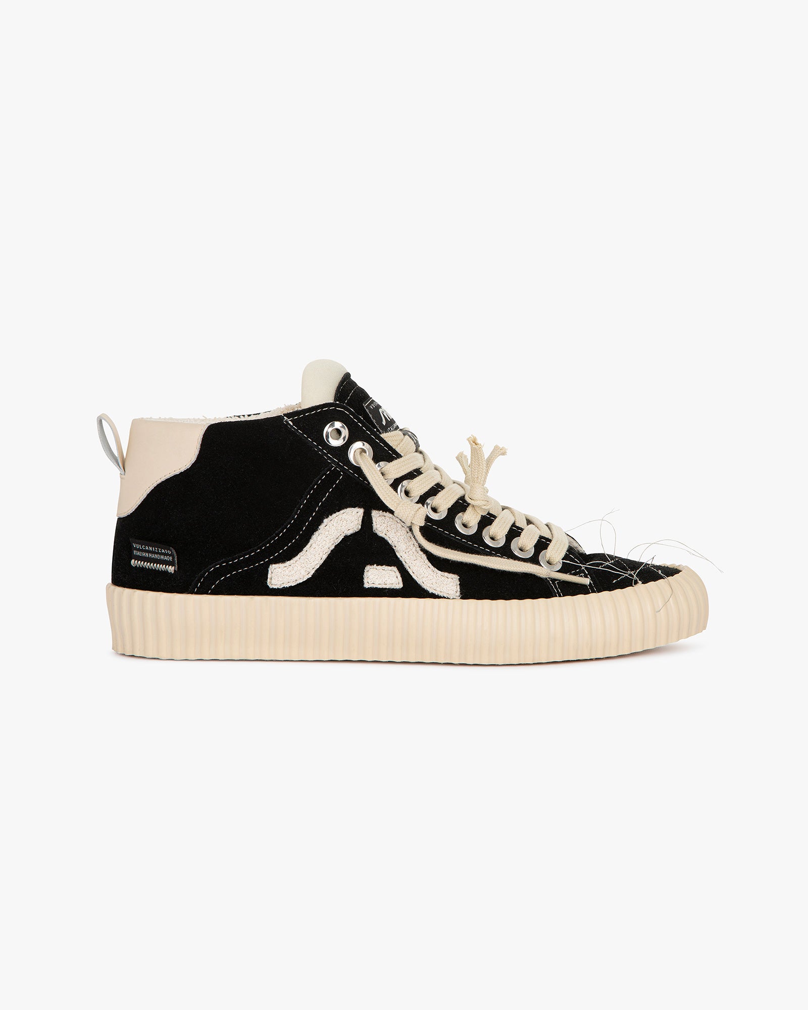 Wavy Suede Black High Top Embroidery