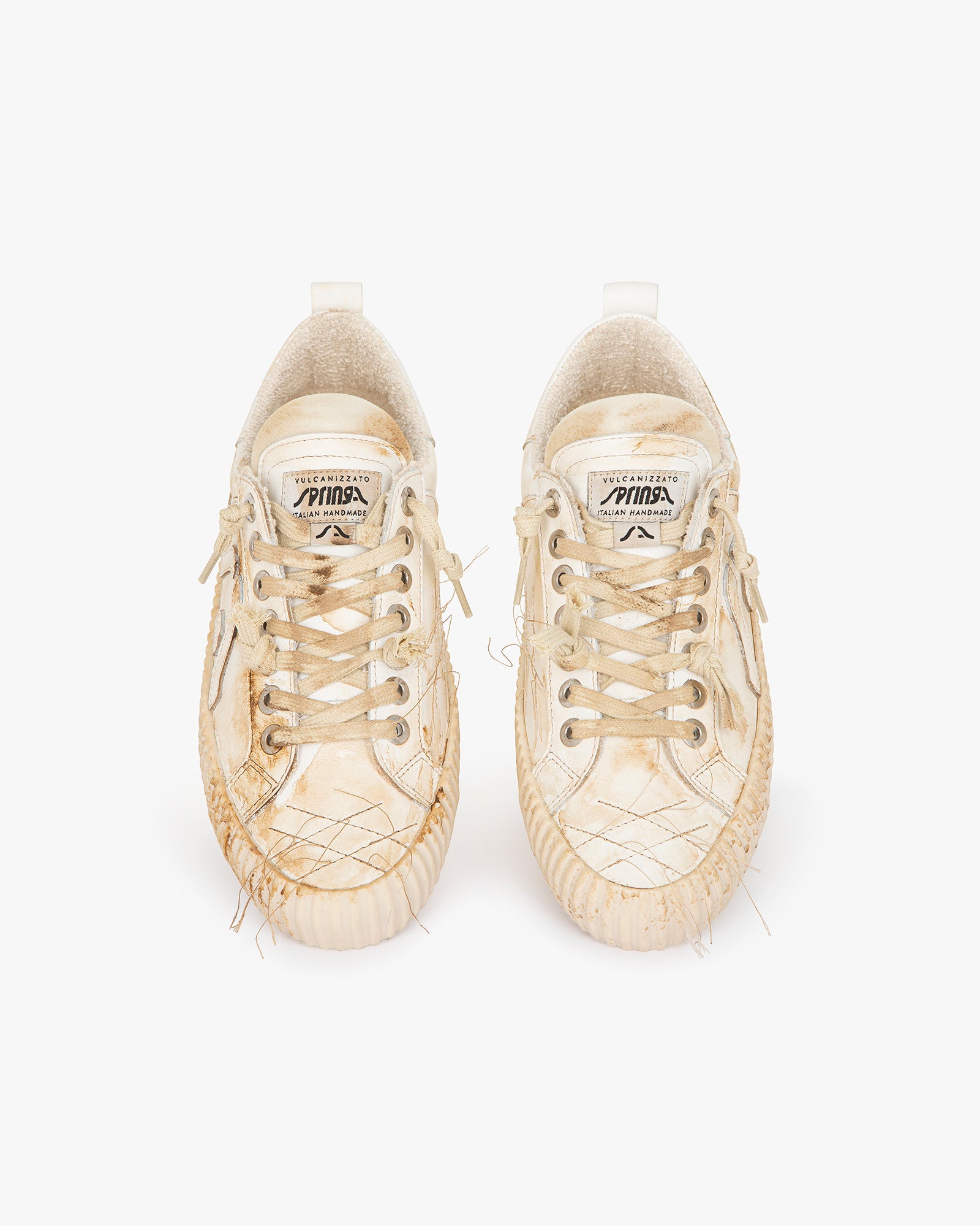 Wavy Leather White Embroidery Vintage