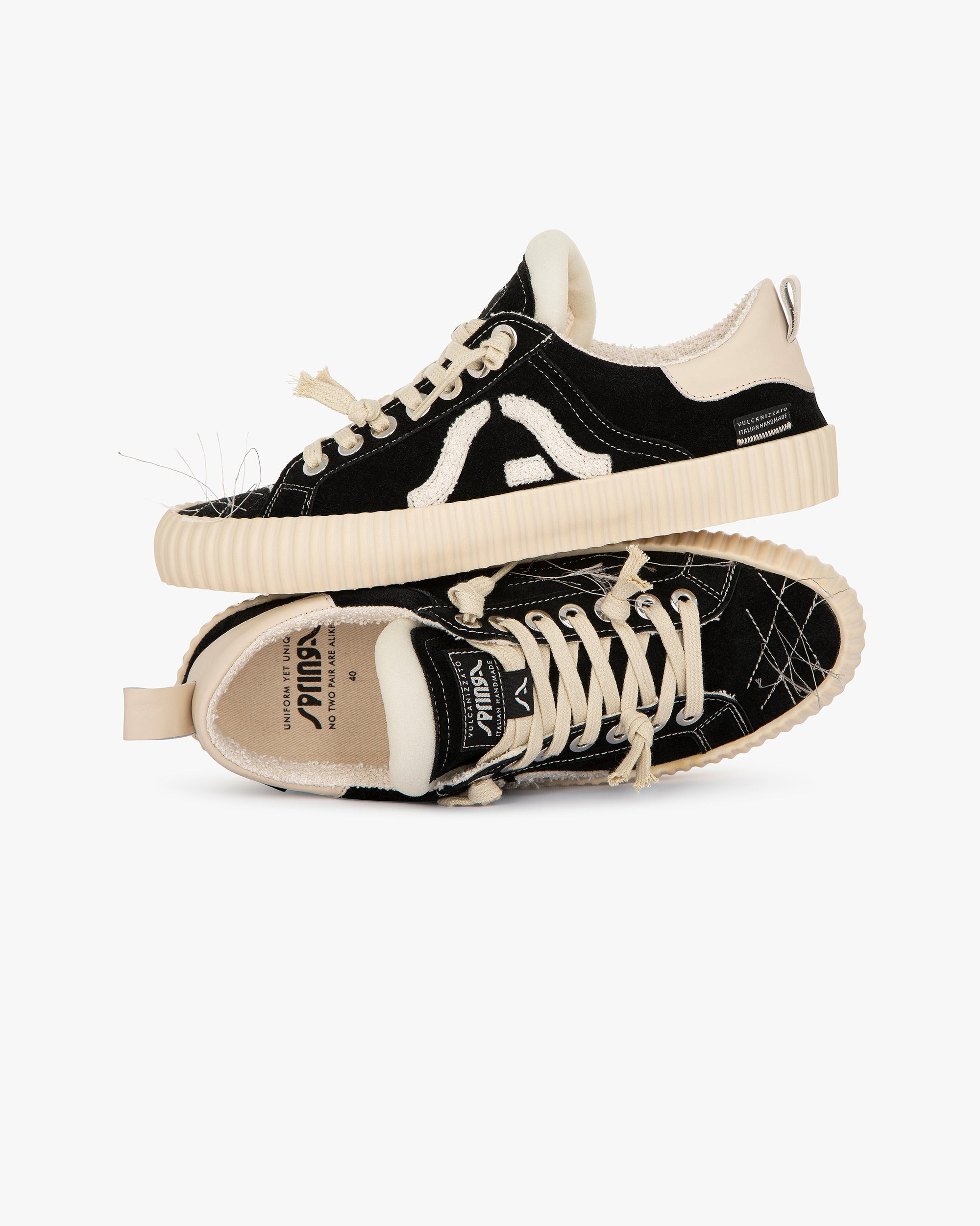 Wavy Suede Black Embroidery