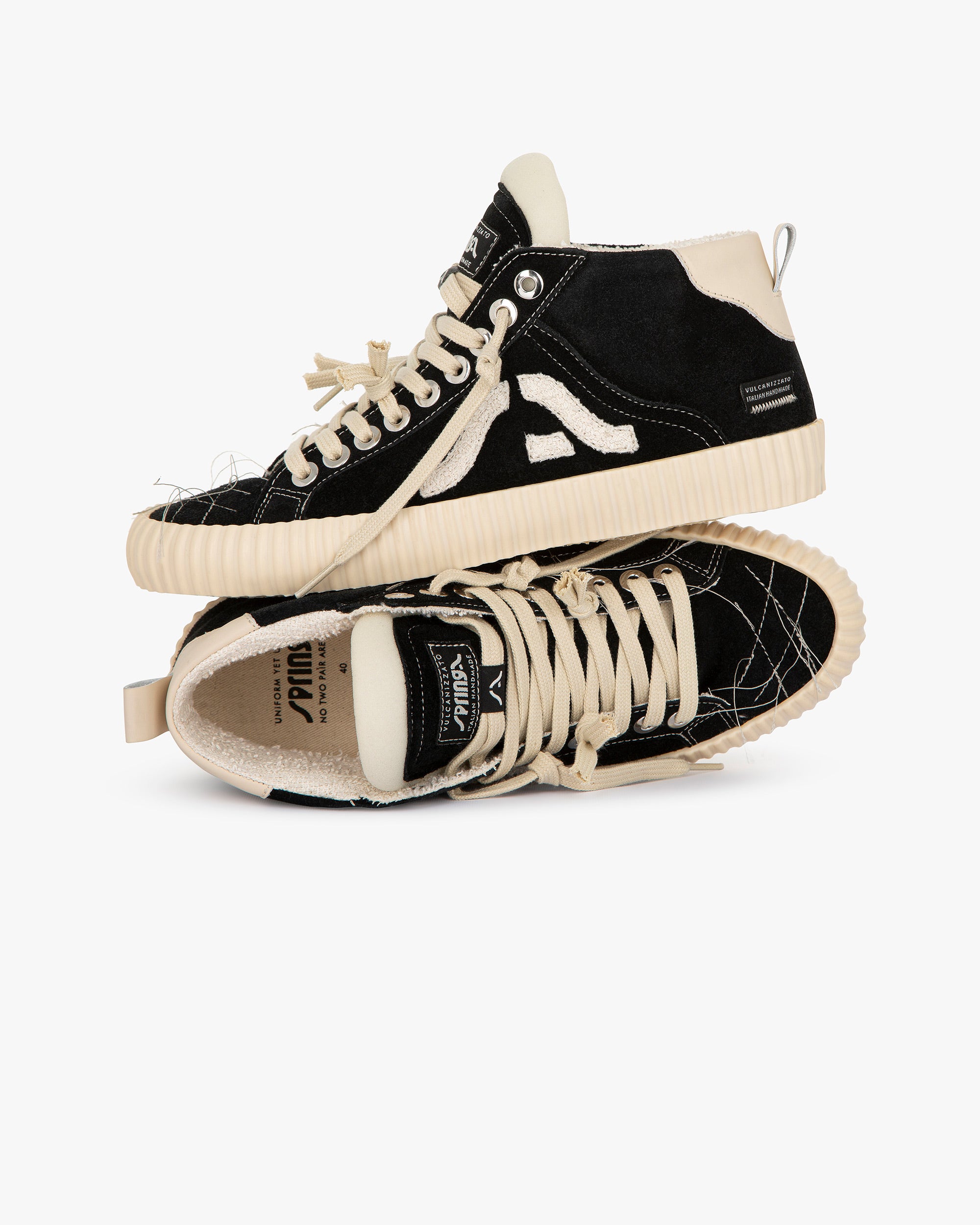 Wavy Suede Black High Top Embroidery
