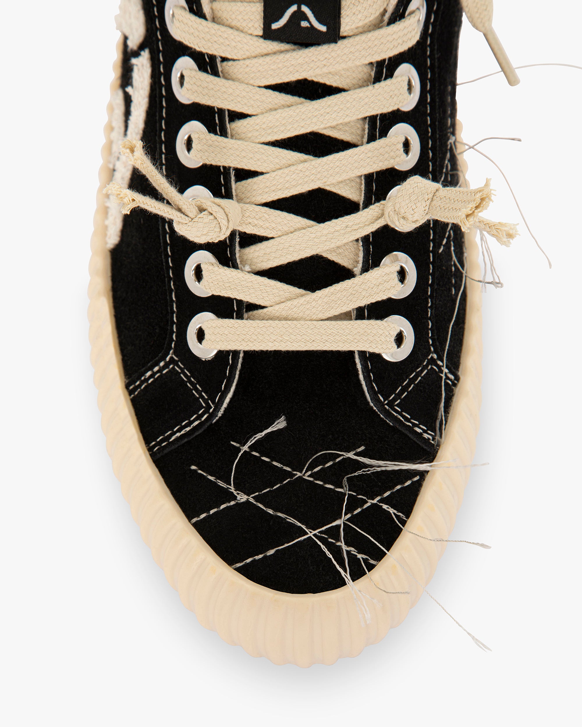 Wavy Suede Black Embroidery