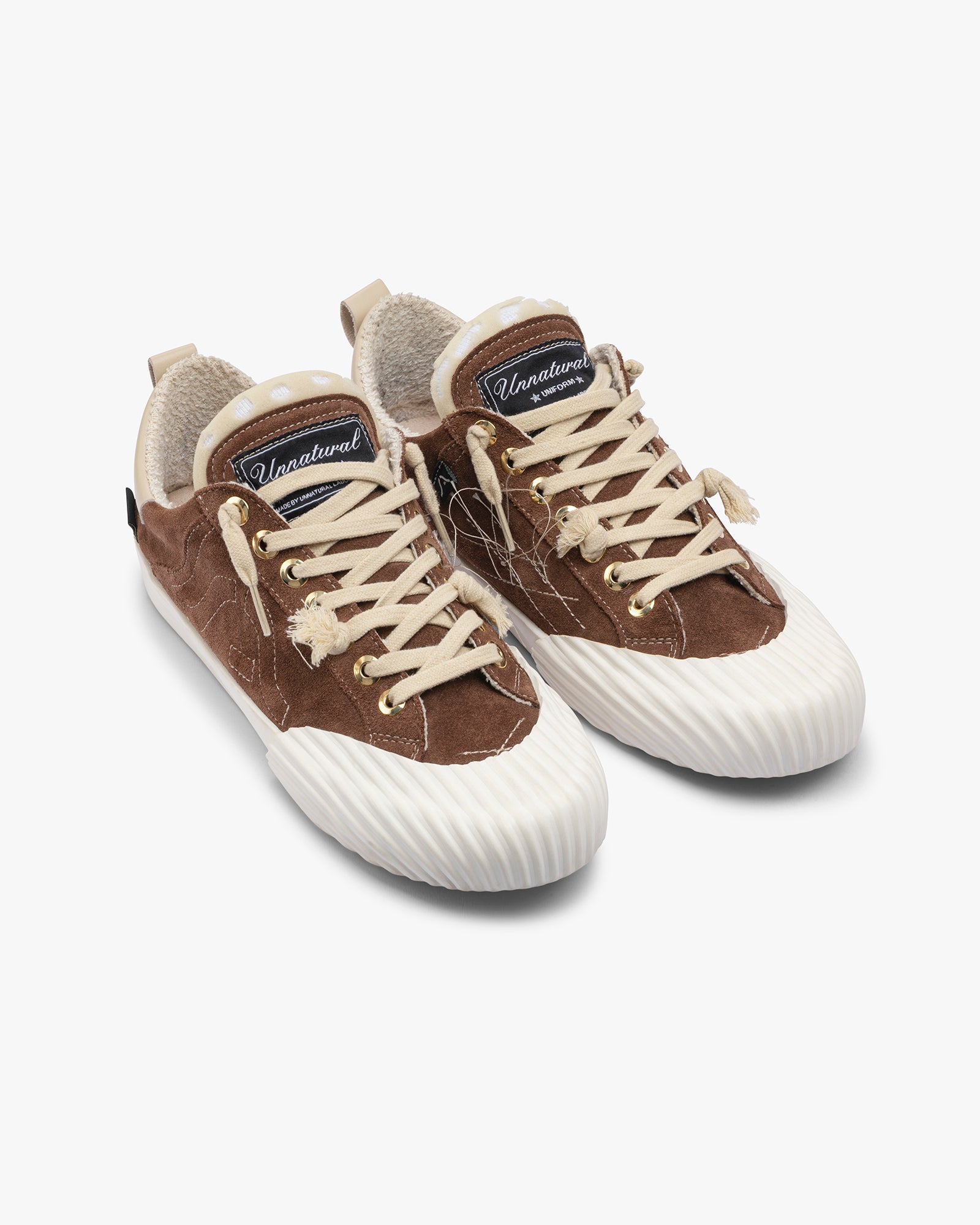 Wavy "Unnatural" Suede Brown Embroidery