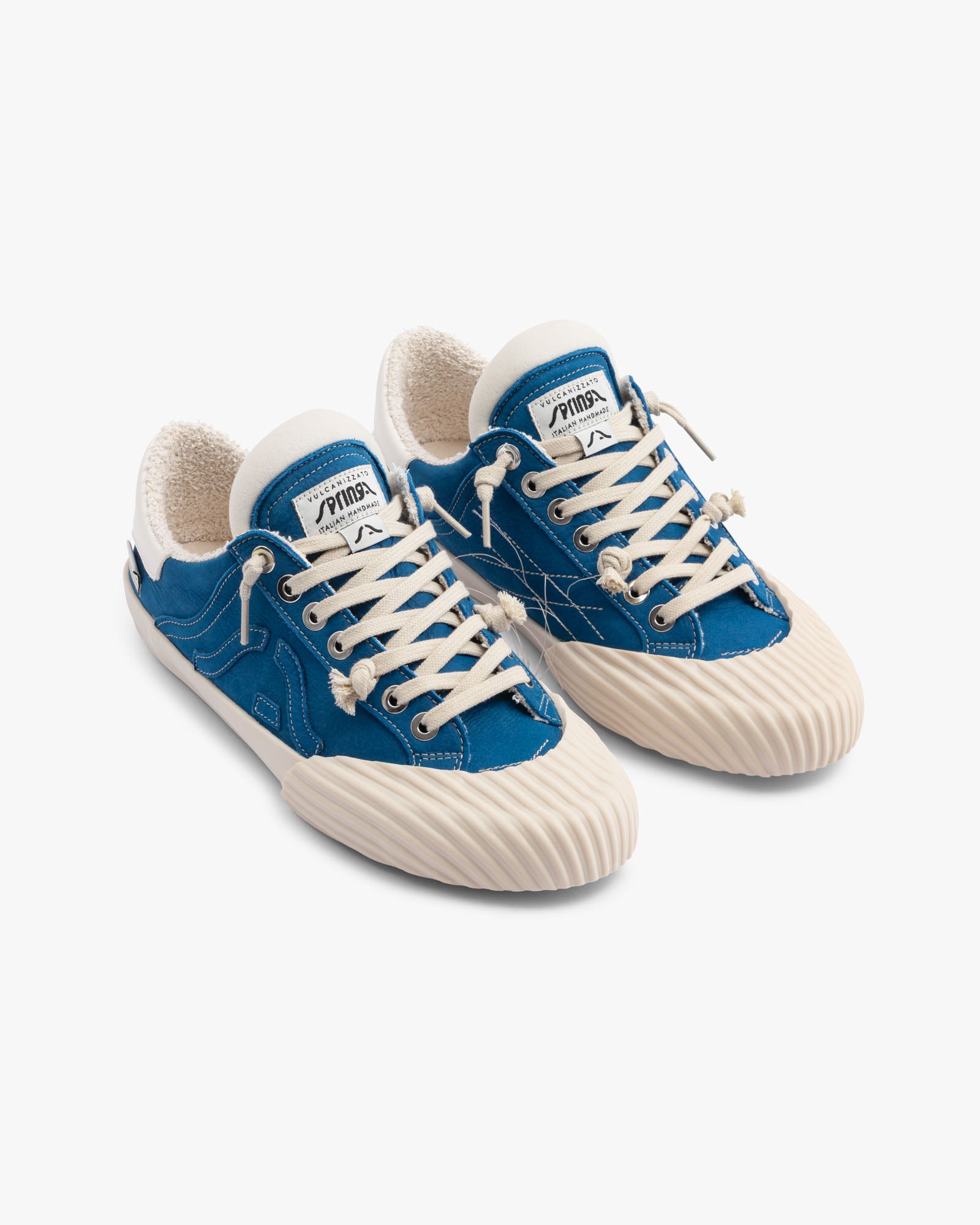 Wavy Shell Leather Cobalt Embroidery