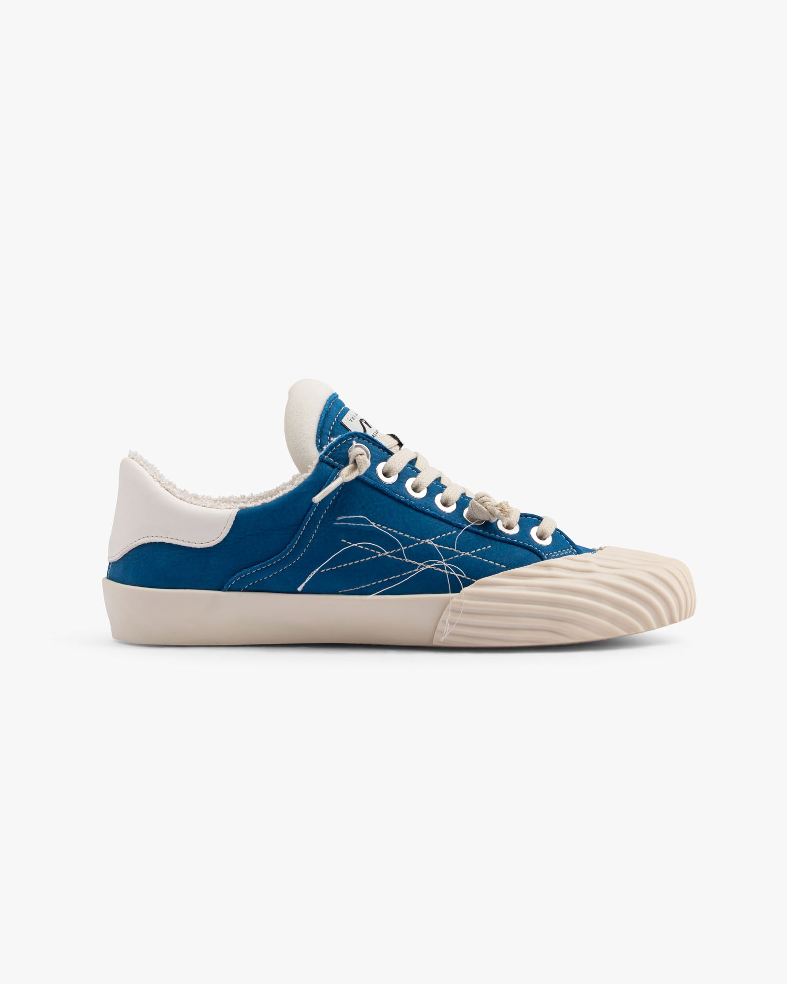 Wavy Shell Leather Cobalt Embroidery