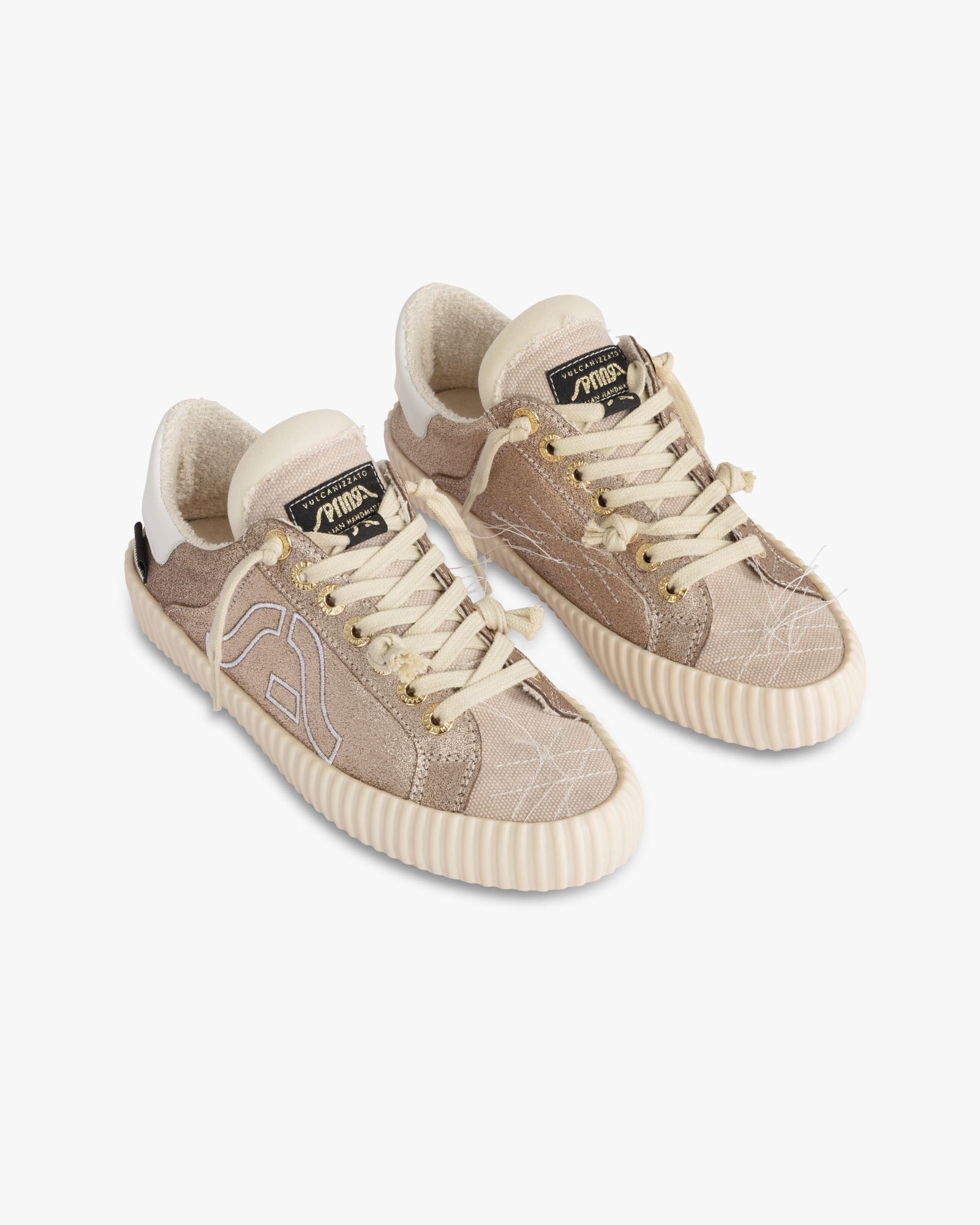 Wavy Suede & Olona Embroidery Bronze