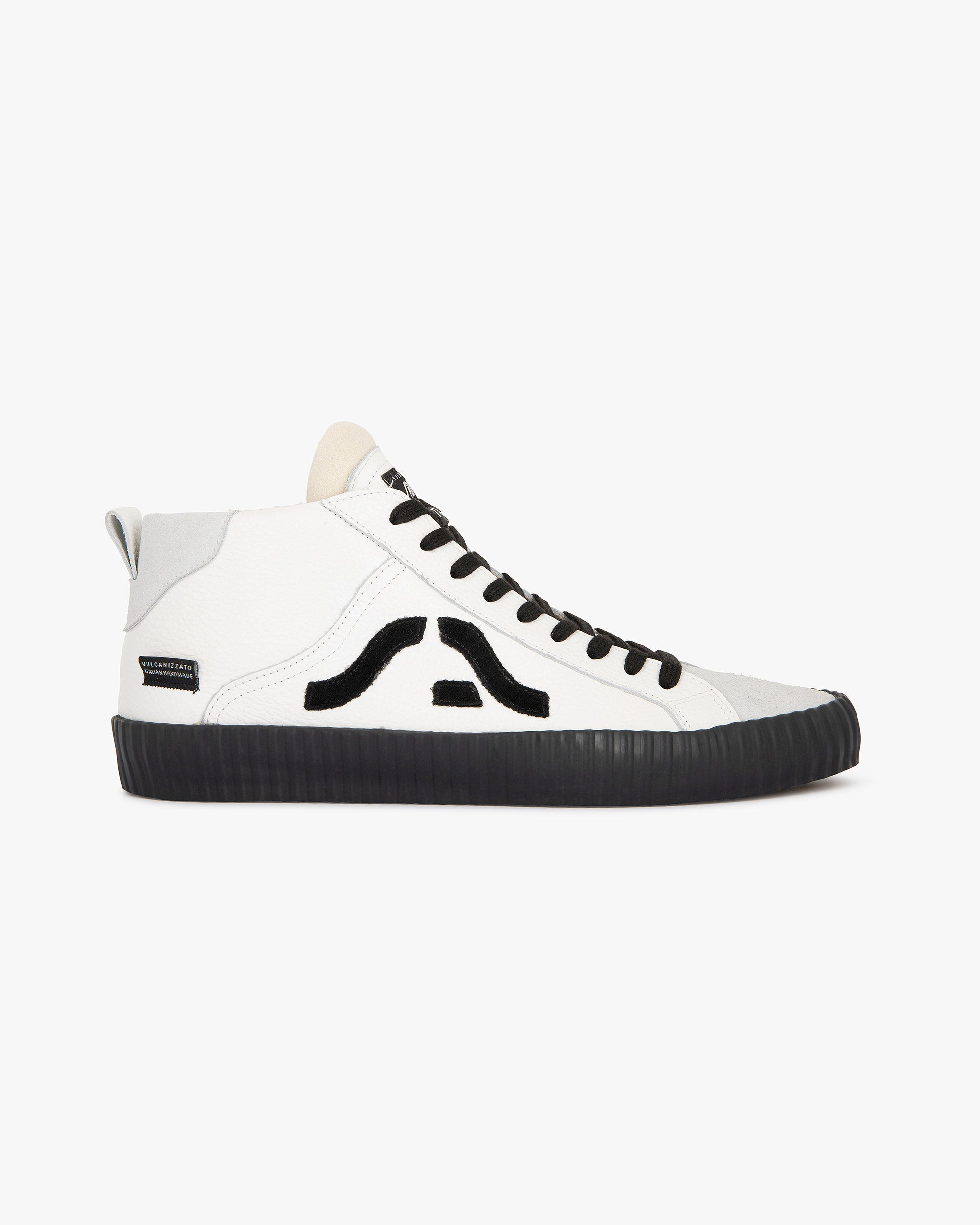 Wavy Leather Black and White High Top