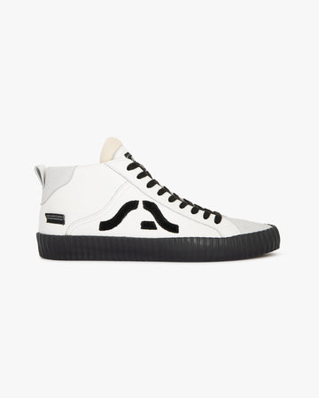 Wavy Leather Black and White High Top